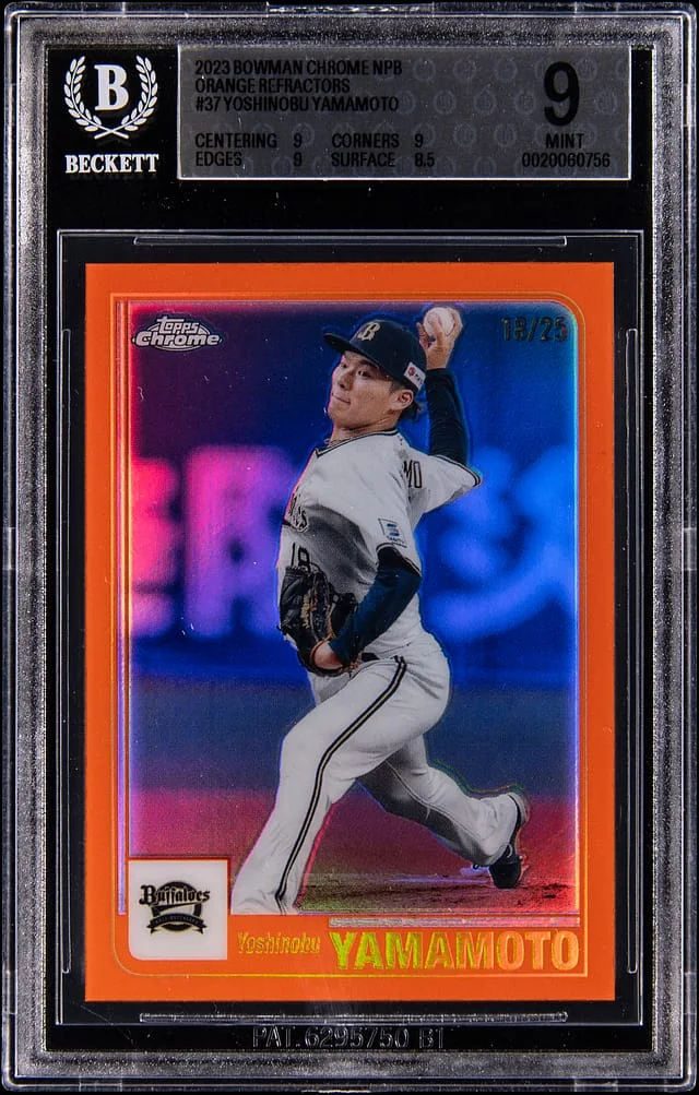 2023 Topps Chrome Yoshinobu Yamamoto NPB Topps '01 Orange Refractors #01-01 card image