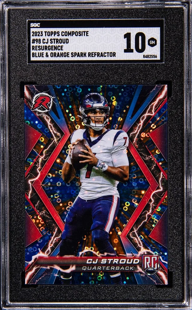 2023 Topps C.J. Stroud Composite Resurgence-Blue & Orange Spark Refractor #98 card image