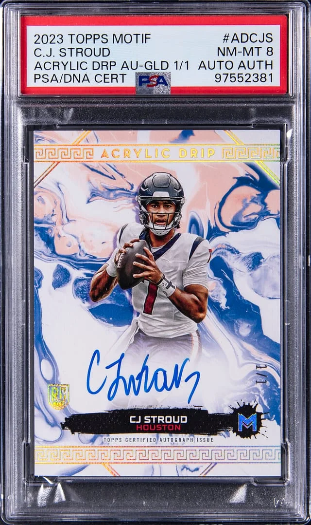 2023 Topps CJ Stroud Motif Acrylic Drip Autograph Gold #AD-CJS card image