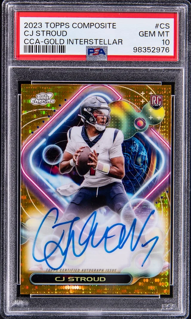2023 Topps CJ Stroud Composite Cosmic Chrome Autograph Gold Interstellar #CCA-CS card image