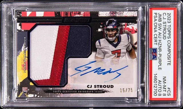 2023 Topps C.J. Stroud Composite Jumbo Swatch Autographs Horizontal Purple #CJPAH-CS card image