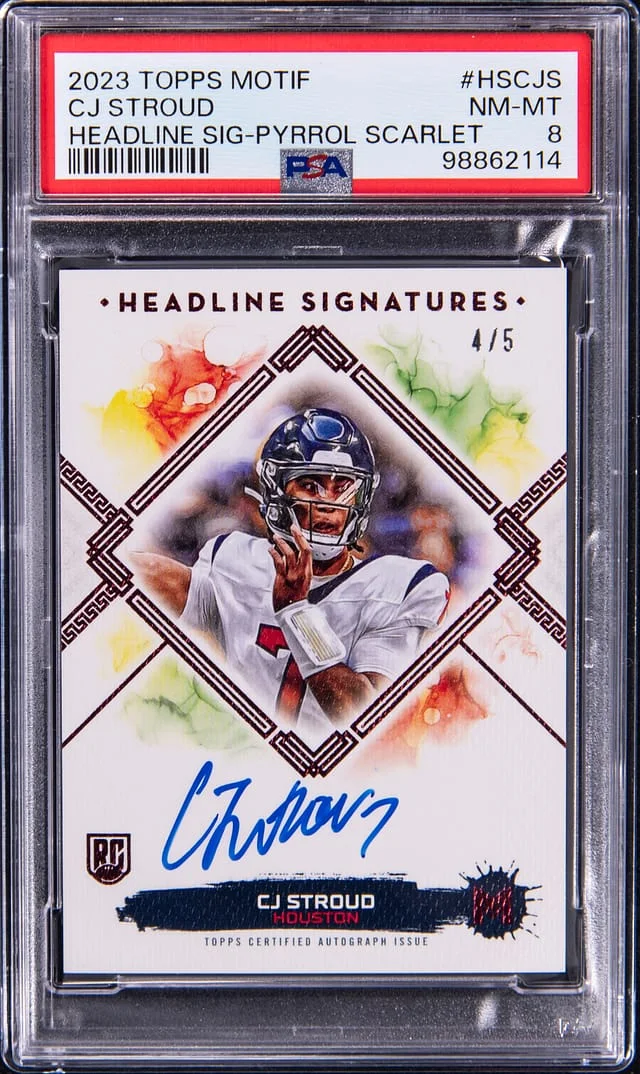 2023 Topps C.J. Stroud Motif Headline Signatures Pyrrol Scarlet #HS-CJS card image