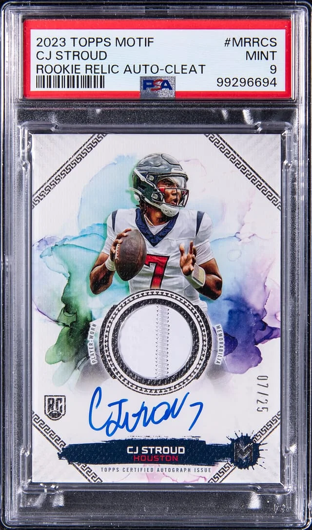 2023 Topps CJ Stroud Motif Relic Autograph Cleat #MRR-CS card image