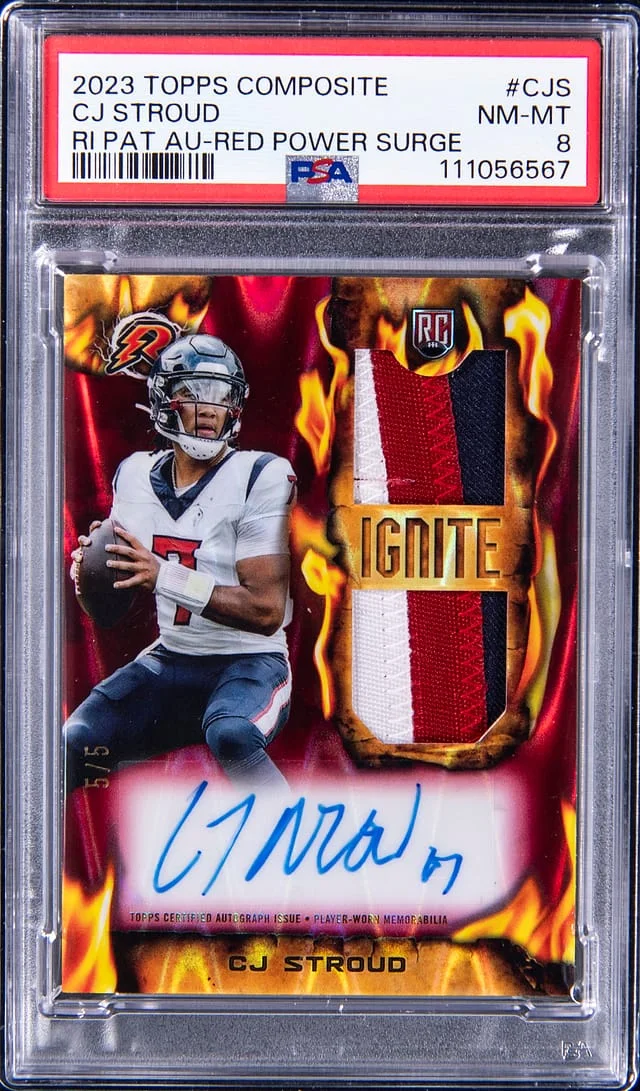 2023 Topps C.J. Stroud Composite Ignite Patch Autograph Red Power Surge #RIRPA-CJS card image