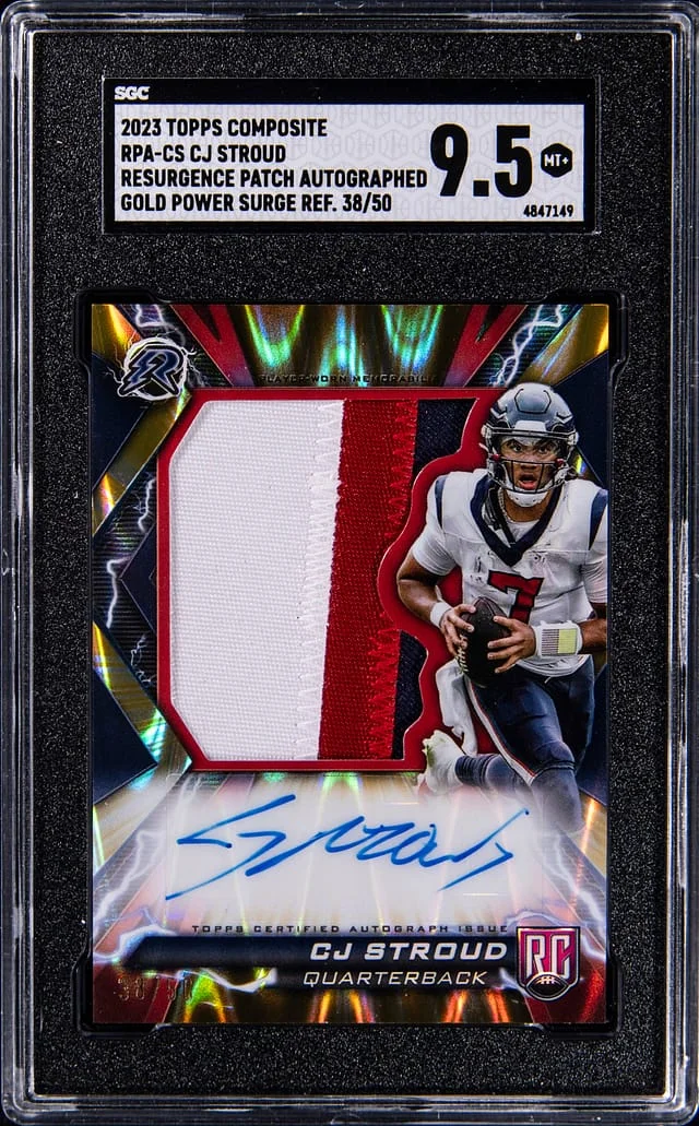 2023 Topps CJ Stroud Composite Resurgence Patch Autographed Gold Power Surge Refractor #RPA-CS card image