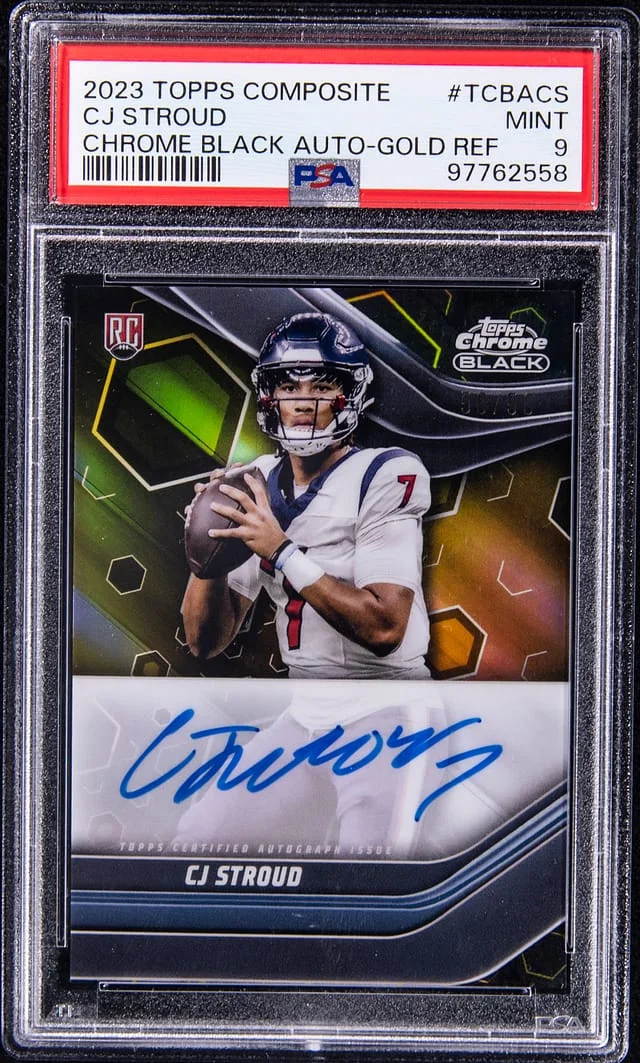 2023 Topps CJ Stroud Composite Chrome Black Autograph-Gold Refractor #TCBACS card image