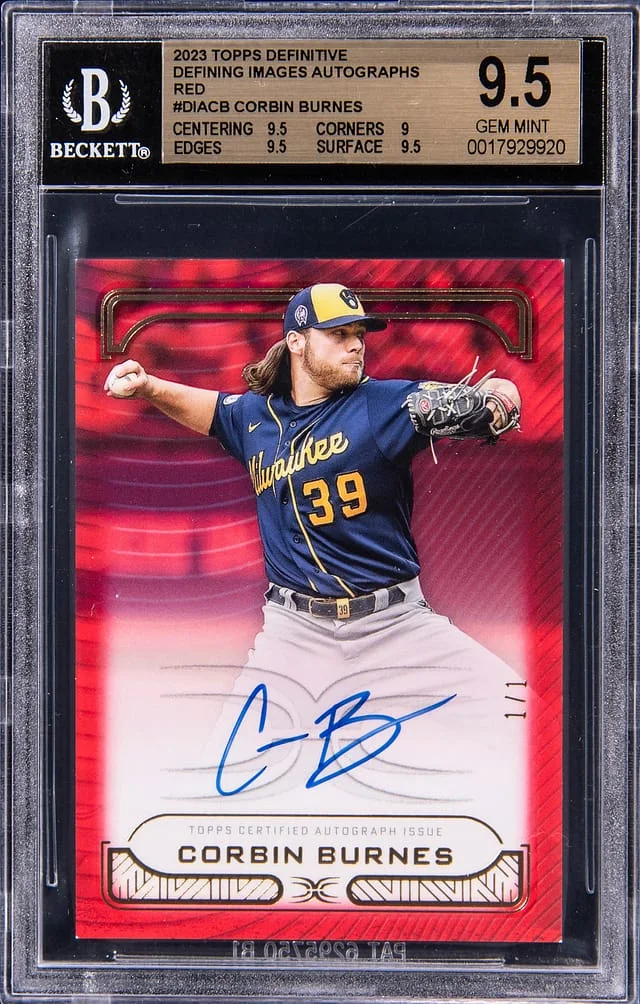 2023 Topps Corbin Burnes Definitive Collection Defining Images Autographs Red #DIA-CB card image