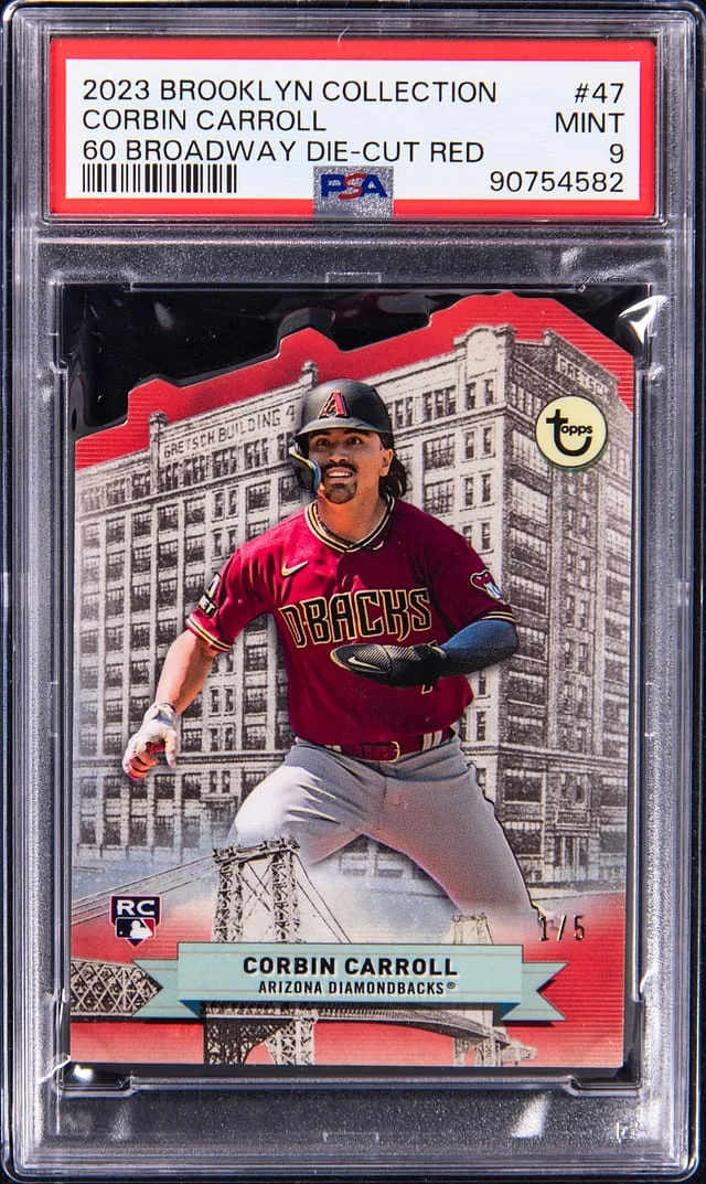2023 Topps Corbin Carroll Brooklyn Collection 60 Broadway Die-Cut Red #47 card image