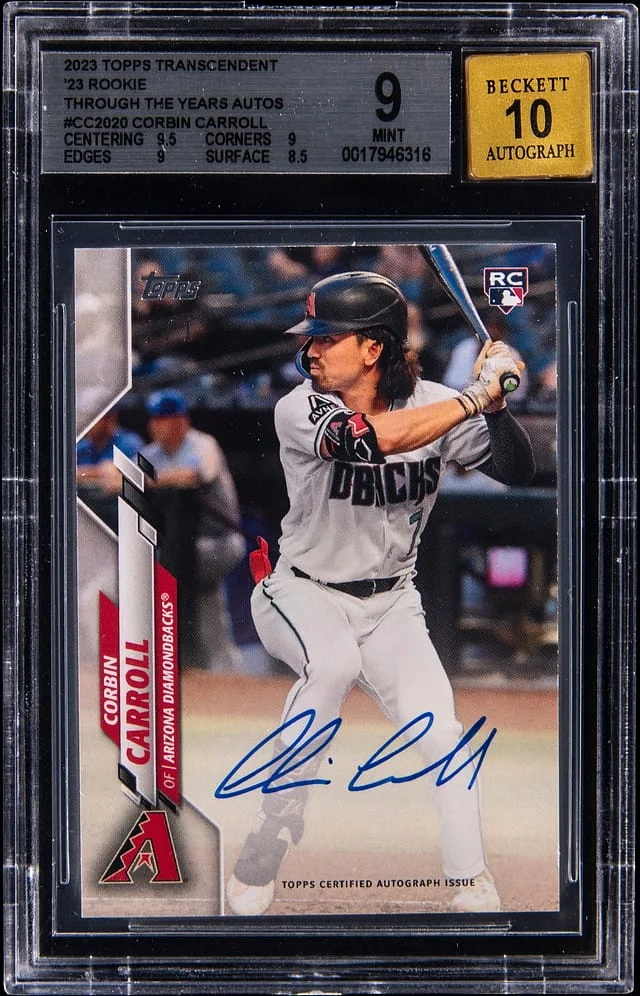 2023 Topps Corbin Carroll Transcendent '23 Through The Years Autographs #CC-2020 card image