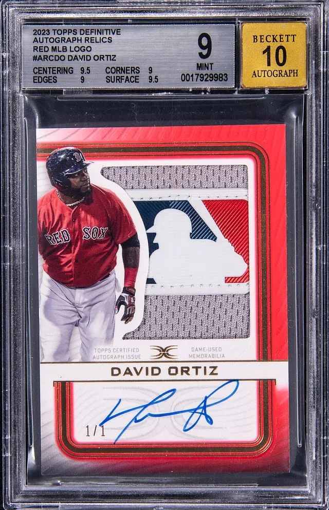 2023 Topps David Ortiz Definitive Collection Autograph Relics Red MLB Logo #ARC-DO card image