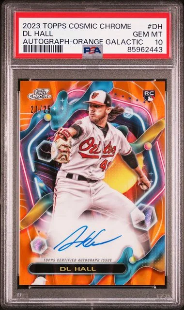 2023 Topps DL Hall Cosmic Chrome Cosmic Chrome Autograph Orange Galactic #CCA-DH card image