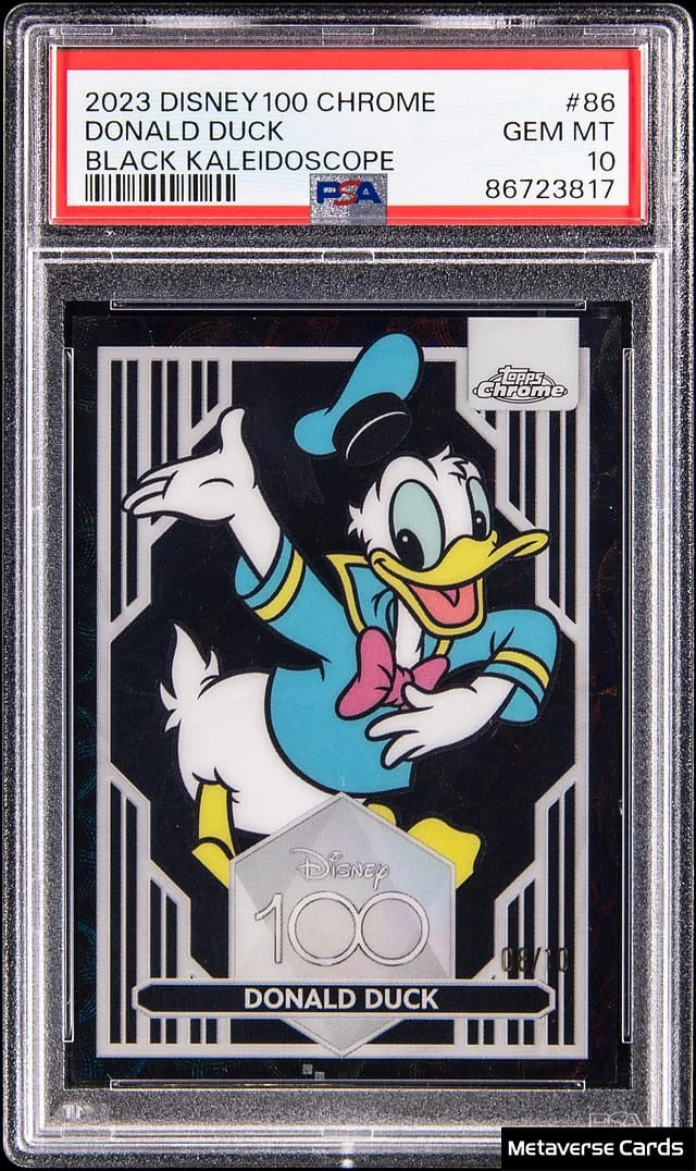 2023 Topps Donald Duck Disney 100 Chrome Black Kaleidoscope #86 card image