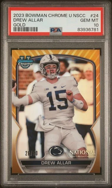 2023 Topps Drew Allar Bowman Chrome University National Gold #24 card image
