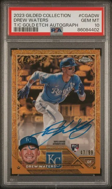 2023 Topps Drew Waters Gilded Collection Topps Chrome Gold Etch Autographs #CGA-DW card image