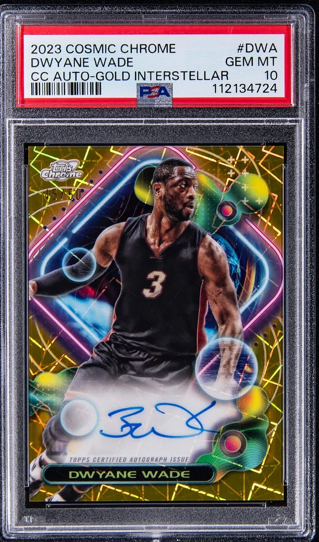 2023 Topps Dwayne Wade Cosmic Chrome Cosmic Chrome Autograph Gold Interstellar #DWA card image