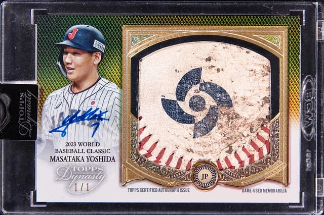 2023 Topps Dynasty Masataka Yoshida Autograph Special Event Baseball Leather Gold Variation #ASELG-MY4 card image