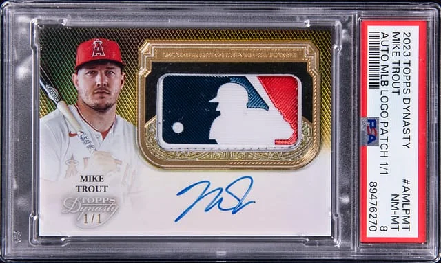 2023 Topps Dynasty Mike Trout Autograph MLB Logo Patch #AMLP-MT card image