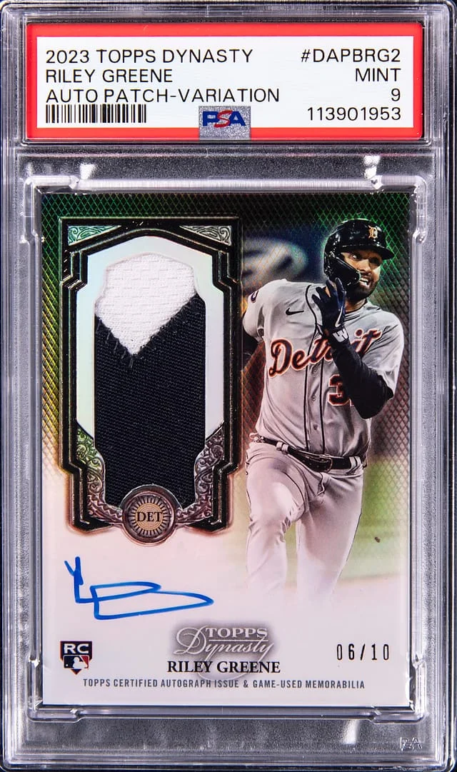 2023 Topps Dynasty Riley Greene Autograph Patch Variation #DAPB-RG2 card image