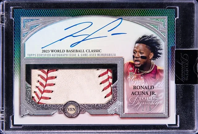 2023 Topps Dynasty Ronald Acuna Jr Autograph Special Event Baseball Leather #ASEL-RA3 card image