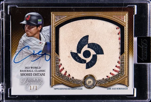 2023 Topps Dynasty Shohei Ohtani Autograph Special Event Baseball Leather Gold Variation #ASELG-SO2 card image