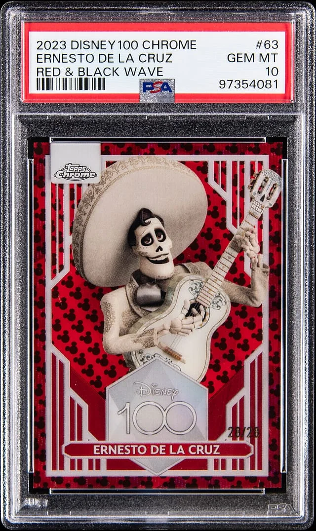 2023 Topps Ernesto De La Cruz Disney 100 Chrome Red & Black Wave #63 card image