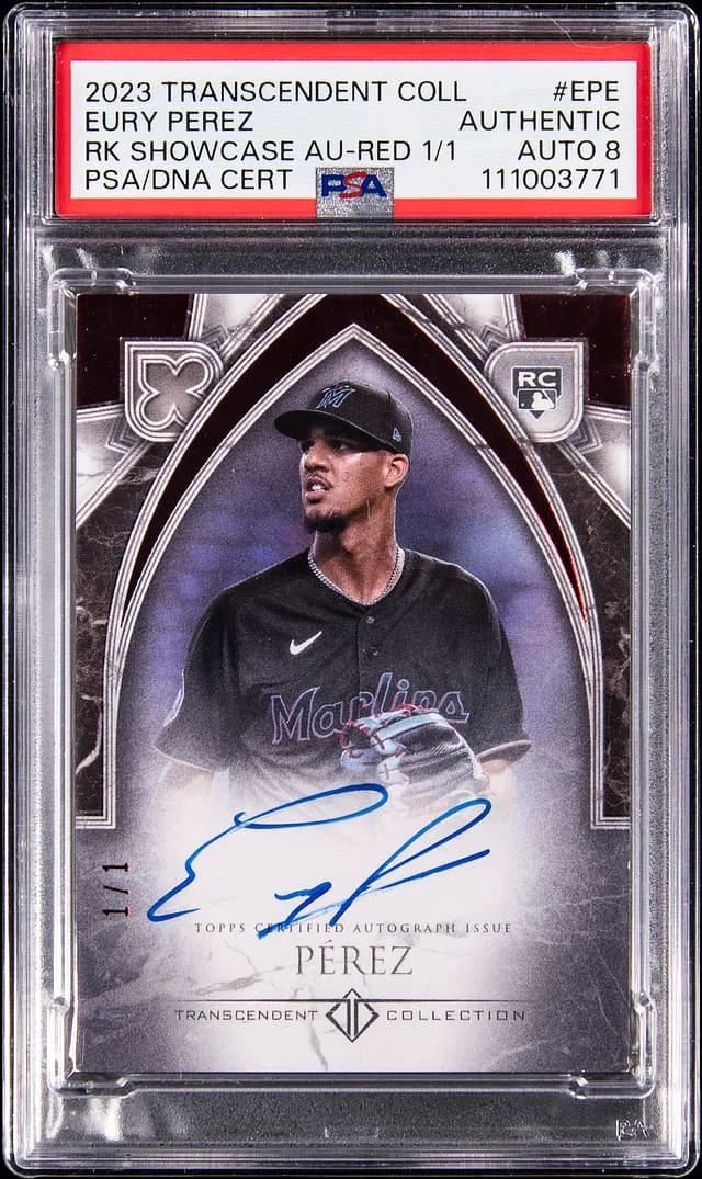2023 Topps Eury Perez Transcendent Showcase Autograph-Red 1/1 #TCRA-EPE card image