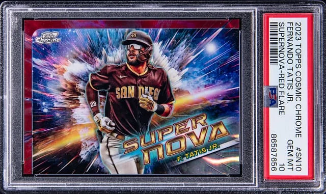 2023 Topps Fernando Tatis Jr. Cosmic Chrome Supernova Red Flare #SN10 card image