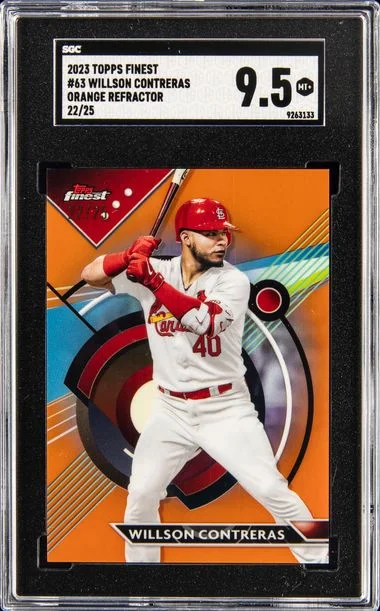2023 Topps Finest 63 Willson Contreas Orange Refractor #22/25 card image