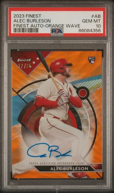 2023 Topps Finest Alec Burleson Finest Autographs Orange Wave #AB card image
