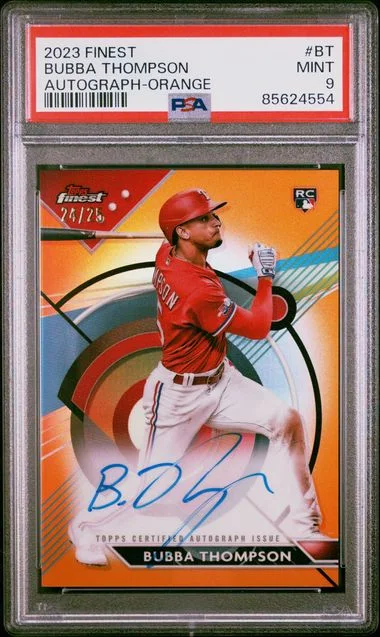 2023 Topps Finest Bubba Thompson Finest Autographs Orange #BT card image