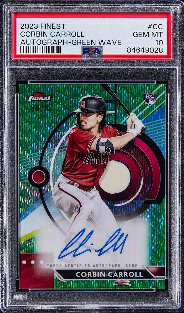 2023 Topps Finest Corbin Carroll Autograph Green Wave #FA-CC card image