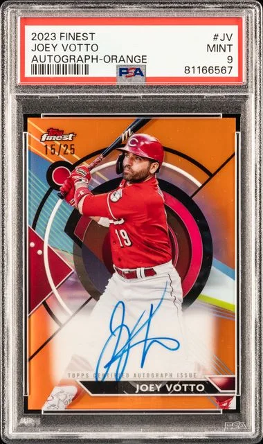 2023 Topps Finest Finest Autographs Orange Jv Joey Votto #no-number card image