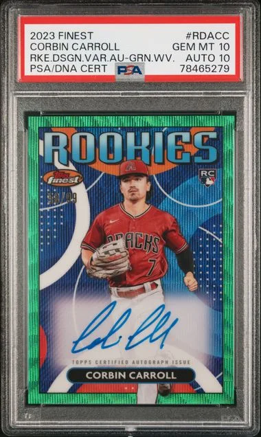 2023 Topps Finest Finest Rookies Design Variation Autographs Green Wave Rdacc Corbin Carroll #no-number card image