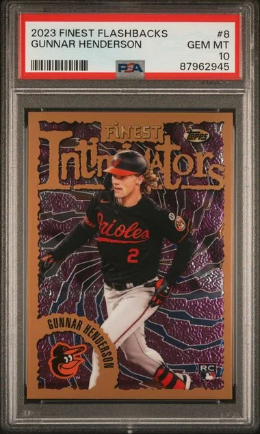 2023 Topps Finest Gunnar Henderson Flashbacks #8 card image