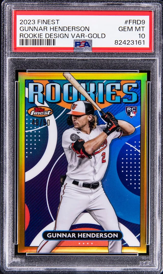 2023 Topps Finest Gunnar Henderson Design Variation Gold #FRD9 card image