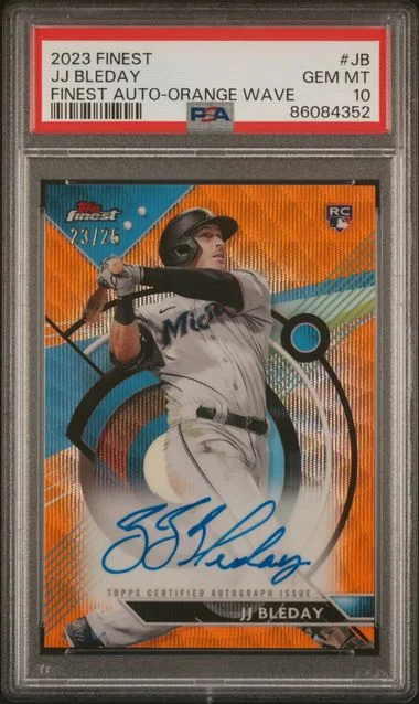 2023 Topps Finest JJ Bleday Finest Autographs Orange Wave #JB card image