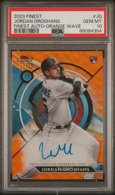 2023 Topps Finest Jordan Groshans Finest Autographs Orange Wave #JG card image