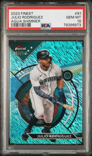 2023 Topps Finest Julio Rodriguez Sky Blue #91 card image