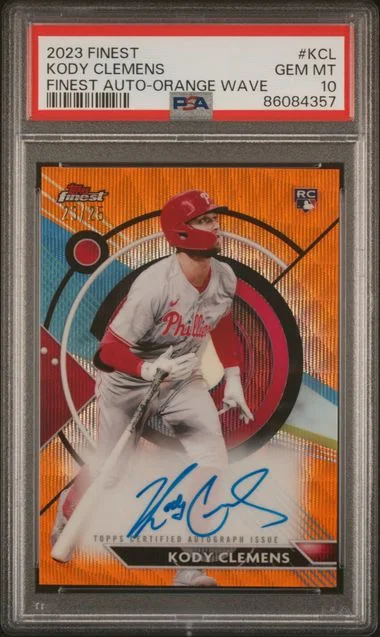 2023 Topps Finest Kody Clemens Finest Autographs Orange Wave #KCL card image