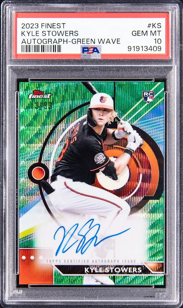 2023 Topps Finest Kyle Stowers Autograph Green Wave #FA-KS card image