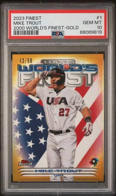 2023 Topps Finest Mike Trout 2000 World's Topps Finest Gold #1 card image