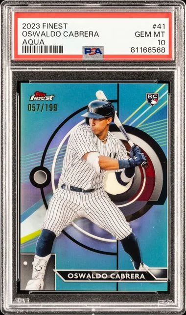 2023 Topps Finest Oswaldo Cabrera Aqua #41 card image