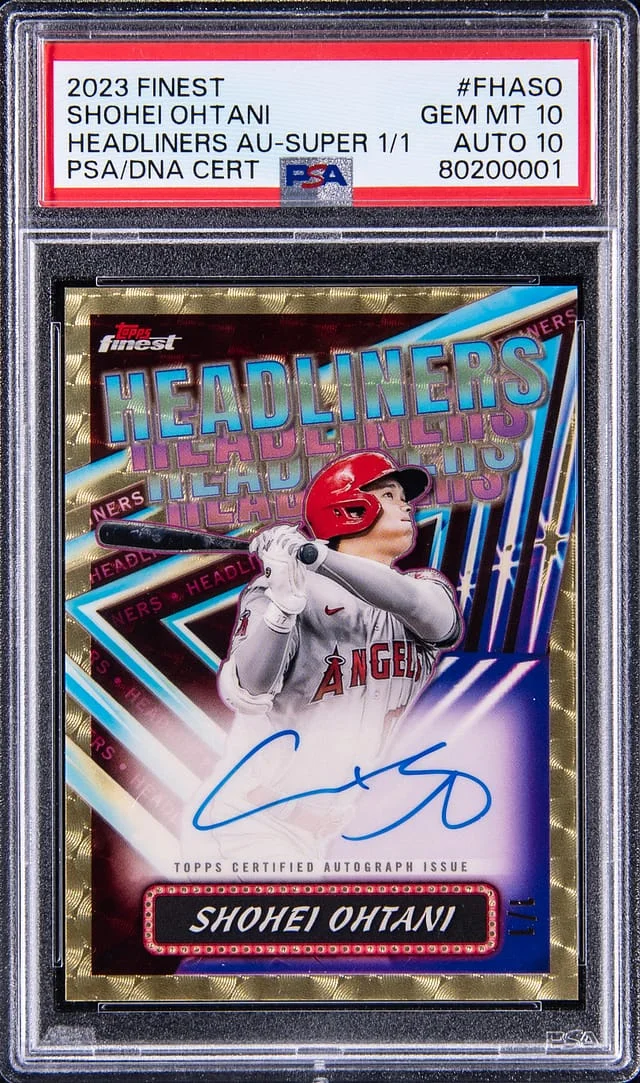 2023 Topps Finest Shohei Ohtani Headliners Autograph Superfractor #FHA-SO card image