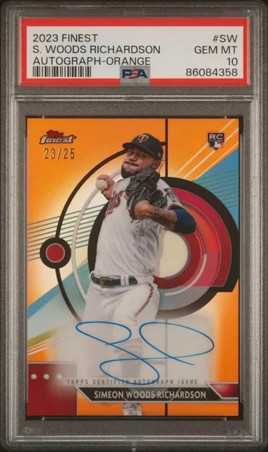 2023 Topps Finest Simeon Woods Richardson Finest Autographs Orange #SW card image