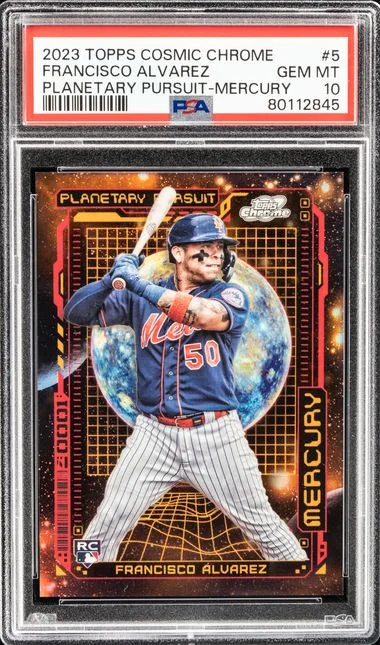 2023 Topps Francisco Alvarez Cosmic Chrome Planetary Pursuit Mercury #5 card image