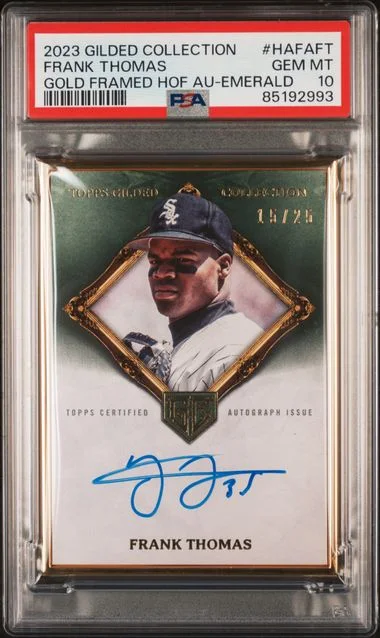 2023 Topps Frank Thomas Gilded Collection Gold Framed Hall Of Famers Autographs Emerald #HAFA-FT card image