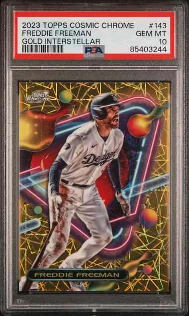 2023 Topps Freddie Freeman Cosmic Chrome Gold Interstellar #143 card image