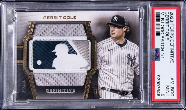 2023 Topps Gerrit Cole Definitive MLB Logo Patch 1/1 #MLBGC card image