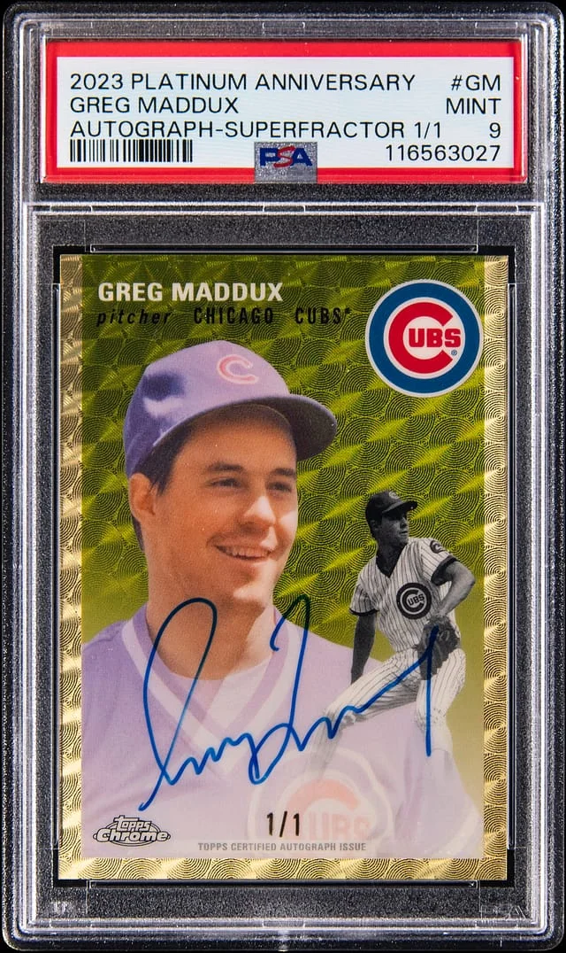 2023 Topps Greg Maddux Platinum Anniversary Autograph Superfractor #CPA-GM card image