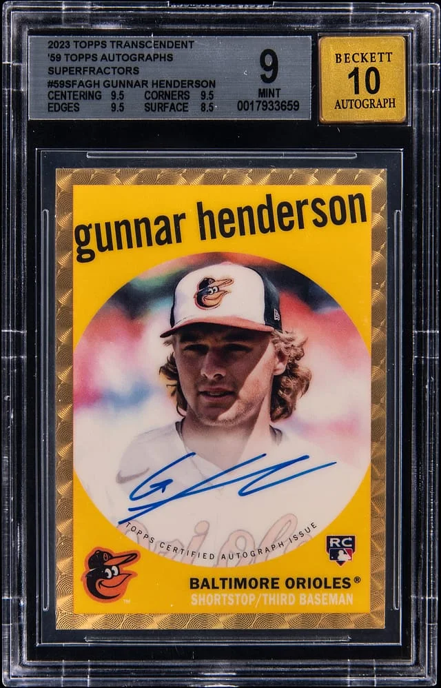 2023 Topps Gunnar Henderson Transcendent '59 Topps Autographs Superfractors #59SFA-GH card image